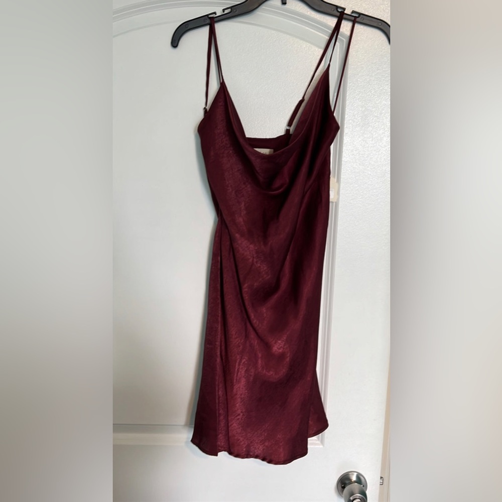 Francesca’s cowl neck silk slip dress